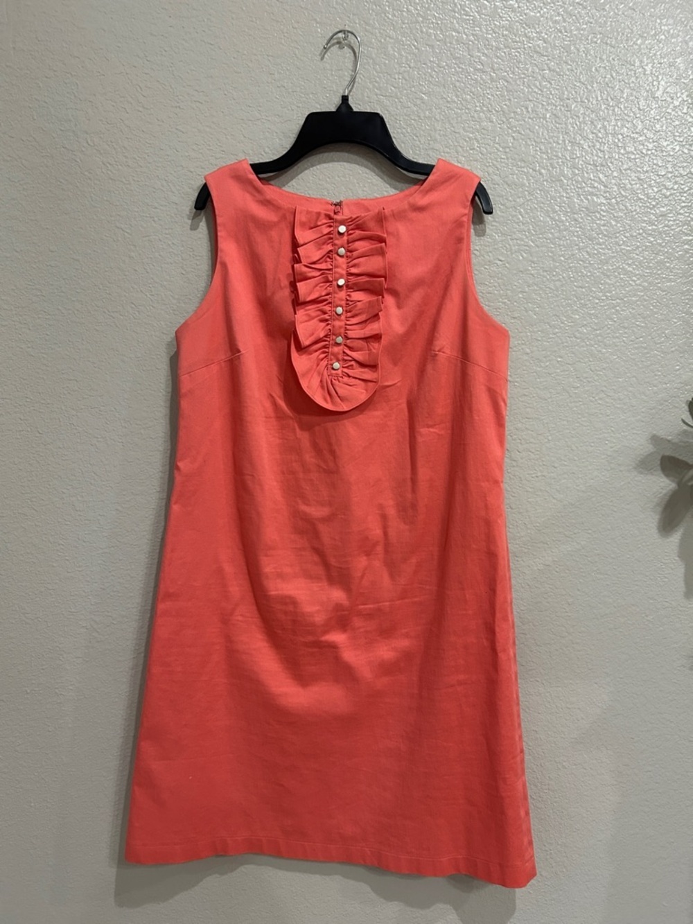 Chadwicks Coral Sleeveless Mini with Ruffle Back and Pearled Buttons
